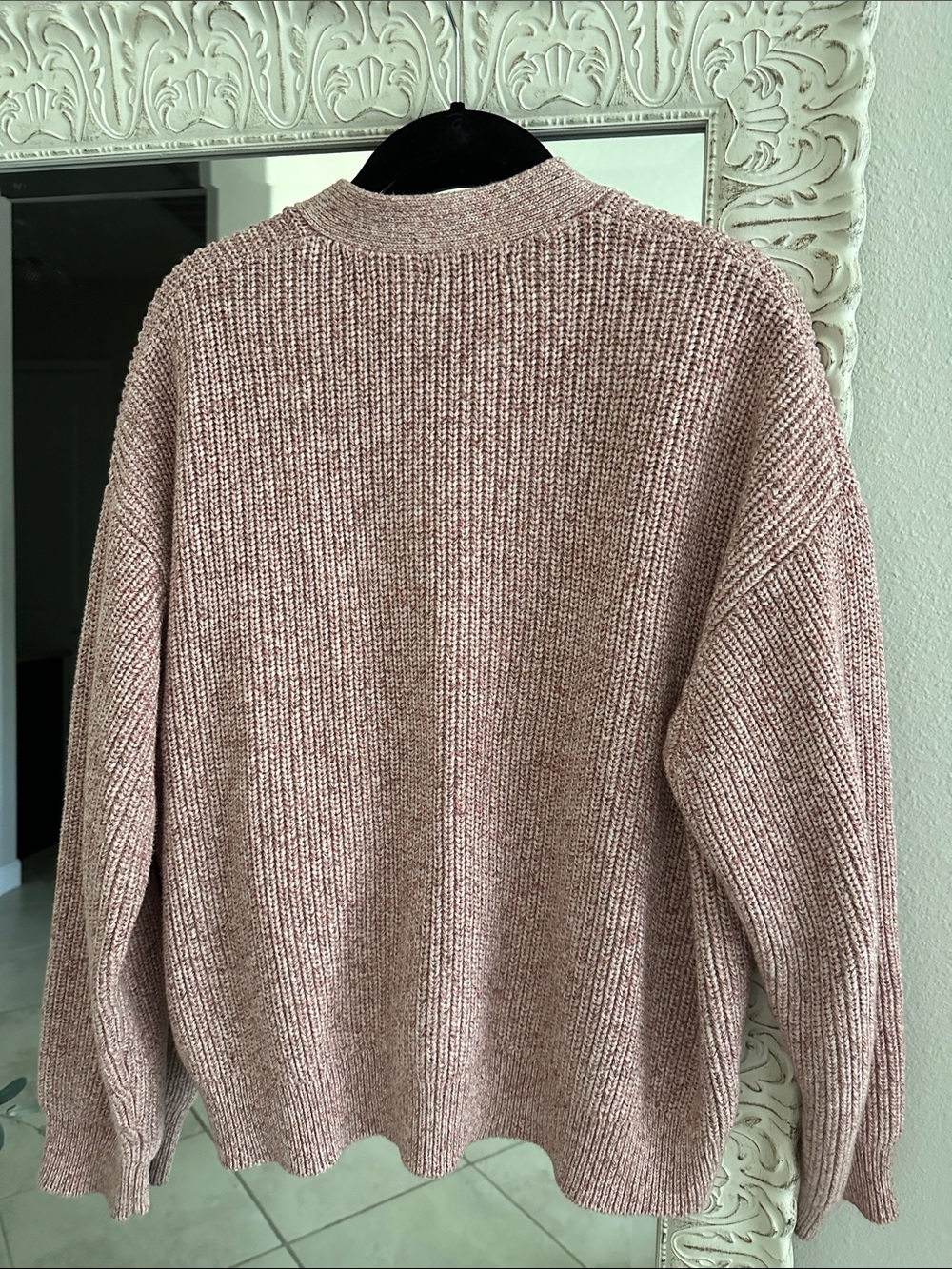 Quince Fisherman Boxy Marled Rose Pink Organic Cotton Cropped Cardigan - Picture 4 of 4